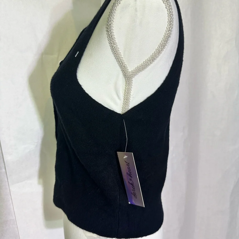 Derek Heart Black Sleeveless Button Top - Picture 4 of 5